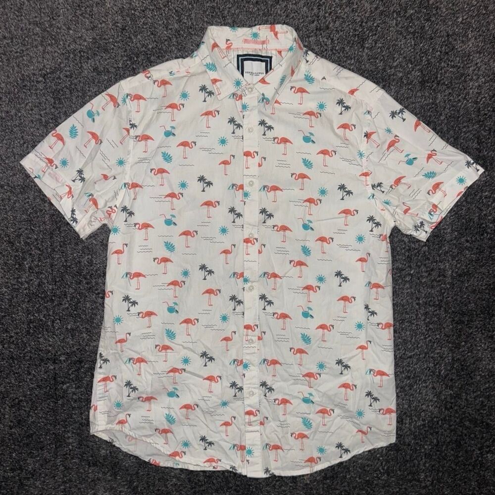 Denim & Flower Ricky Singh White Tropical Button-Up Shirt – Size M
